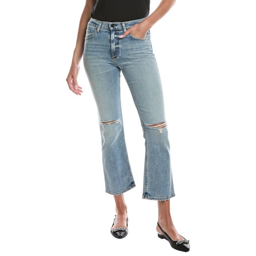 Askk Ny Womens High Rise Crop Boot Cut Jean, Blue